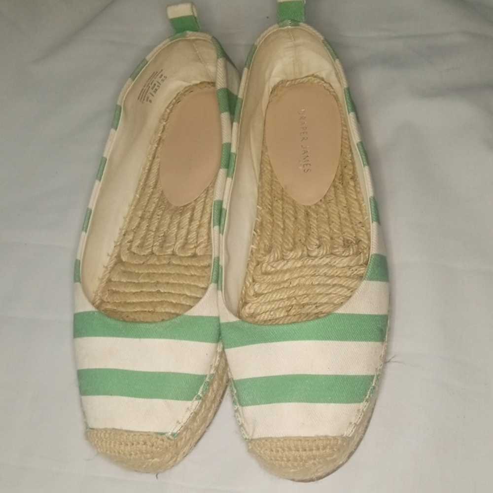 Draper James Green and White Canvas Espadrilles